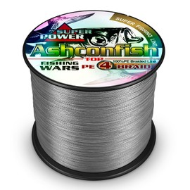 Ashconfish Braided Fishing Line- 4 Strands Super Strong PE Fishing Wire Heavy Tensile for Saltwater & Freshwater Fishing -Abrasion Resistant - Zero Stretch- 100M/109Yds 15LB Gray