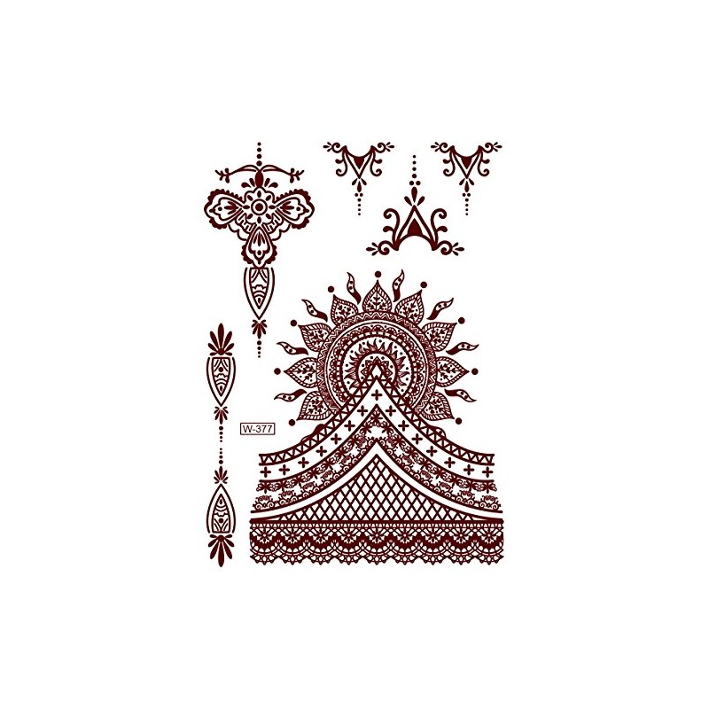 Set of 3 Temporary Tattoos Lace Tattoos Brown Set B-2