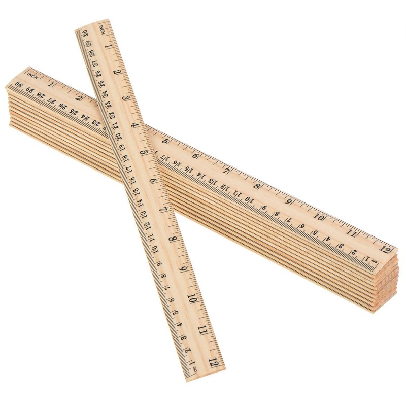 Dropfree 12 x 30 cm wooden ruler, school ruler, office