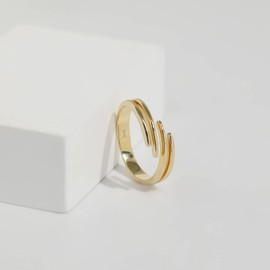 925 Sterling Silver Thumb Ring for Women Inspirational Jewelry Gold Rings Adjustable Index Finger Ring Hug Rings Birthday Holiday Gifts (Gold)