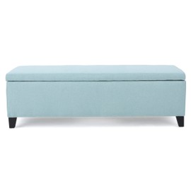 TREATLIFE HOME Fabric Storage Ottoman with Extra Seating, Light Blue Color, Ideal for Organizing Blankets and Board Games