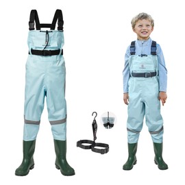 HISEA Kids Chest Waders Youth Fishing Waders for Toddler Children Waterproof Hunting Waders with Boots & Reflect Safety Band