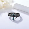 KoyeKei Turquoise Cross Rings for Women 925 Sterling Silver Black