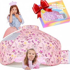 Skywin Inflatable Air Tent for Kids (77” x 50”), Perfect for Social or Solo Imaginative Play, Blow Up Tent, Sets Up and Stores Away in Seconds, Toddler Playhouse (Fan NOT Included) (Pink Princess)