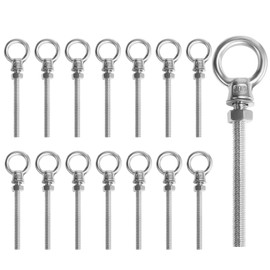 ZLLZPZD Pack of 15 Eye Bolts | Eye Bolt M6 x 60 mm | Eye Bolt 304 Stainless Steel | Eye Bolt M6 | Ring Eyelets | Screw Hook M6 Ring Nut Flat Head