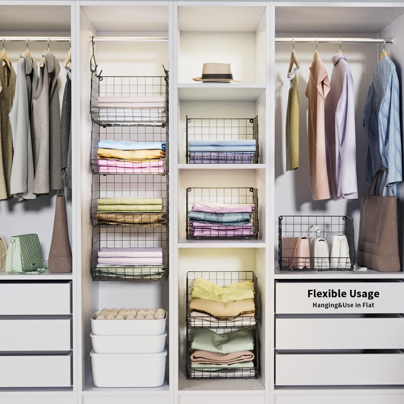 4 Tier Closet Hanging Organizer, Closet Organizers and Storage with
