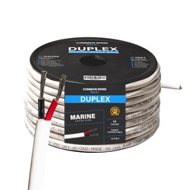 14/2 AWG UL 1426 (The Real Thing) Duplex Round Marine Wire - Tinned Copper Boat Cable - Red/Black - 18 Feet - White PVC Jacket