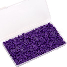 Auvoau 2000Pcs White Clay Beads Polymer Clay Spacer Beads Flat Beads 6mm Round Heishi Vinyl Beads for DIY Craft Gift Adults Bracelets Necklace Jewelry Making Earring Accessories (Purple)