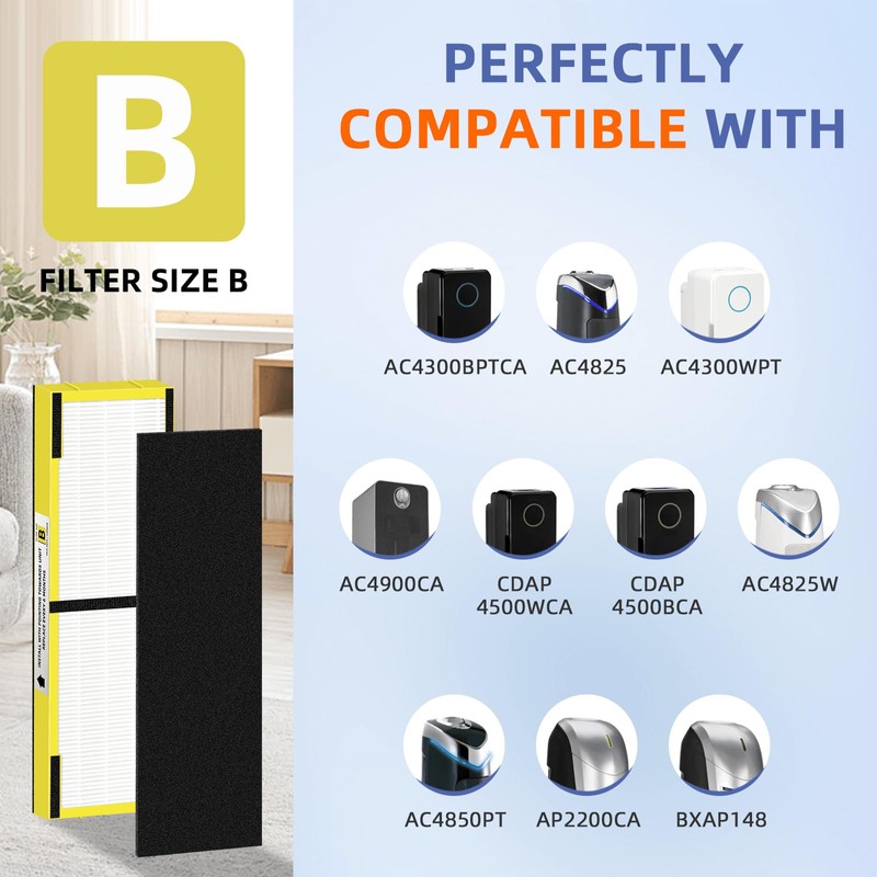 FLT4825 HEPA Filter B Replacement Compatible with G-Guardian Air Purifiers