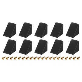 uxcell 10Pcs 90 Degree Plastic Corner Braces with Cover Cap, 17.2x21x21mm Nylon Shelf Right Angle Brackets with Screws for Cabinets, Cupboards (Black)