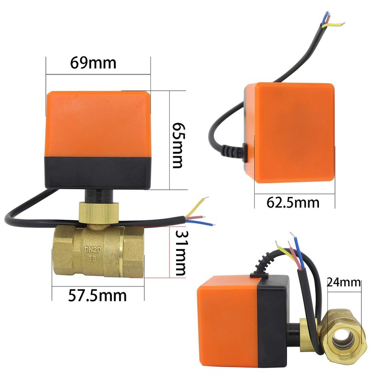 AC220V AC24V DC12V 2-Way Motor Valve Engine Ball Valve DN15