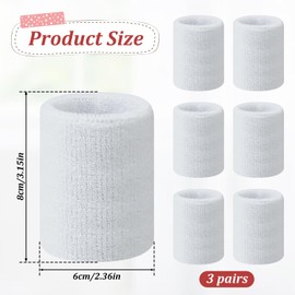 6 Pack Sweat Wrist Bands, 3 Inch Elastic Sport Wristbands Absorbent and Breathable Thick Cotton Wrist Sweatbands Fitness Supplies for Working Out, Gymnastic, Basketball, Tennis, Football, Running, Gym