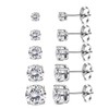 Minnario 5 Pairs Stud Earrings Set, Hypoallergenic Cubic Zirconia 316L