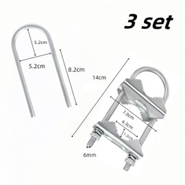 3 Set Jaw Block Aerial Double Antenna Mast Clamp Kit, WizeFolk V-Jaw Bracket, Washer Iron Galvanizing Aerial Antenna Mast Clamp Mounting Accessories,U-Bolt Mounting