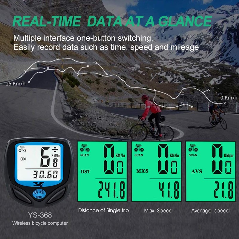 Dinokqa digital wireless bicycle speedometer, waterproof, wireless odometer with automatic