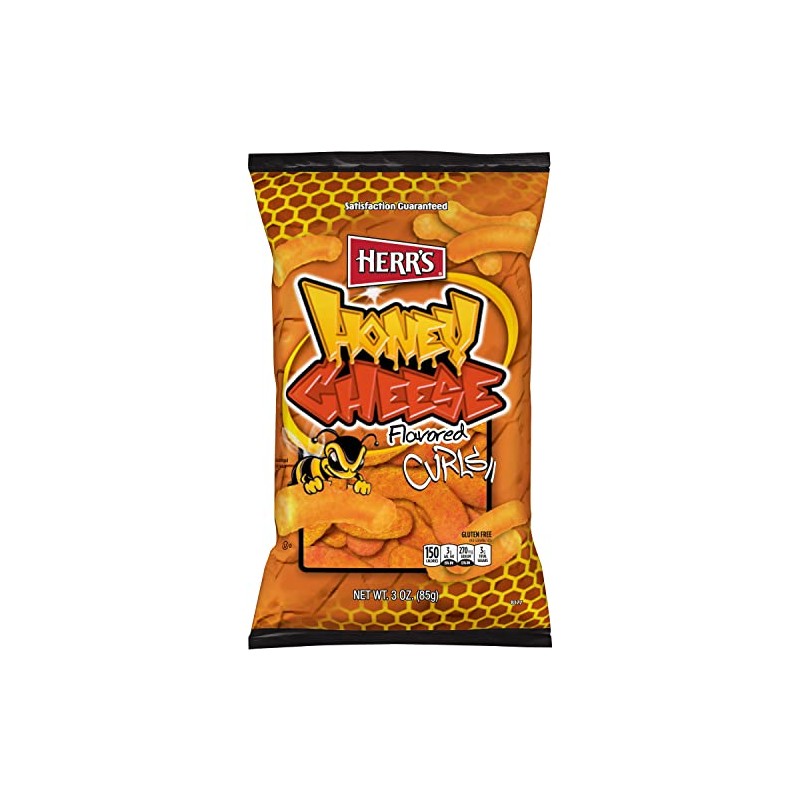 Herr’s Cheese Curls, Honey Cheese Flavored, Gluten Free Snacks, 3oz