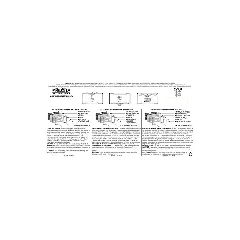 Cruiser Accessories 22330 Eagle License Plate Frame, Chrome,1 Frame