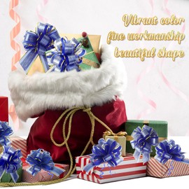 Large Pull Bows 6 Pcs for Gift Wrapping 6 Inch Christmas Wedding Baby Shower Baskets Car Decorations Valentine's Day Birthdays Party Presents (Blue)