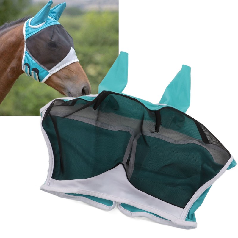 Mesh Horse Fly Mask Elastic UV Protection Detachable Breathable Horse