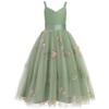 OBEEII Flower Girl Dress for Wedding Pleated V Neck Satin