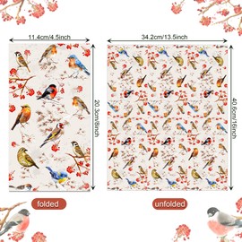 Floral Bird Paper Napkins, 80PCS Disposable Guest Dinner Napkins for Spring Weddings, Birthday Party Decorations, Theme Parties (4.5x8 Inch)