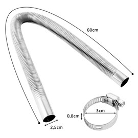 LOPYXBR Pack of 2 Exhaust Hose for Power Generator 60 cm Exhaust Hose with 4 Stainless Steel Clips Exhaust Pipe Car Stainless Steel Exhaust Pipe for Diesel Heating