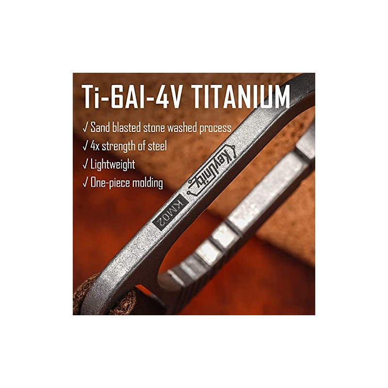 KeyUnity KM02 Titanium Belt Clip Carabiner Leather Keychain Holder with