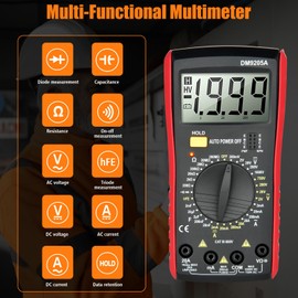 Digital Multimeter,Voltage Tester Electrical Tester 2000 Counts, Ranging Multi Meter Voltmeter Measures Current, Voltage, Resistance, Continuity, Duty-Cycle,