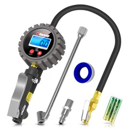 Oasser Digital Tyre Pressure Gauge, Tyre Inflator, 255 PSI Tyre Pressure Gauge, US & EU Standard Connection, for Car, Motorcycle, Bicycle, Multipurpose Packaging