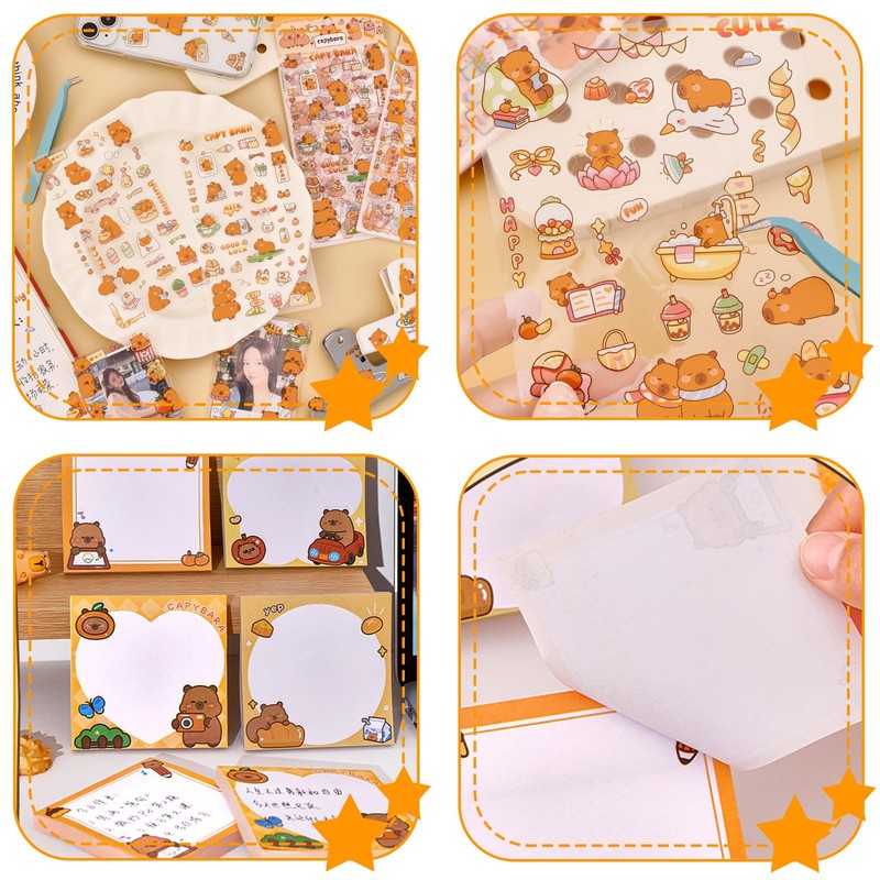 659Pcs Cute Capybara Stationery Set, Kawaii Animals Office Supplies Includes