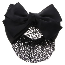 Beaupretty Bowknot Snood Net Barrette Hair Clip Bow Bun Cover Elastic Women Lady Hair Accessories Decor Gifts (Black) Girl Hair Clips
