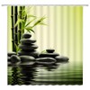 YSSFAV Zen Stone Spa Shower Curtain Green Bamboo Minimalist Relaxing