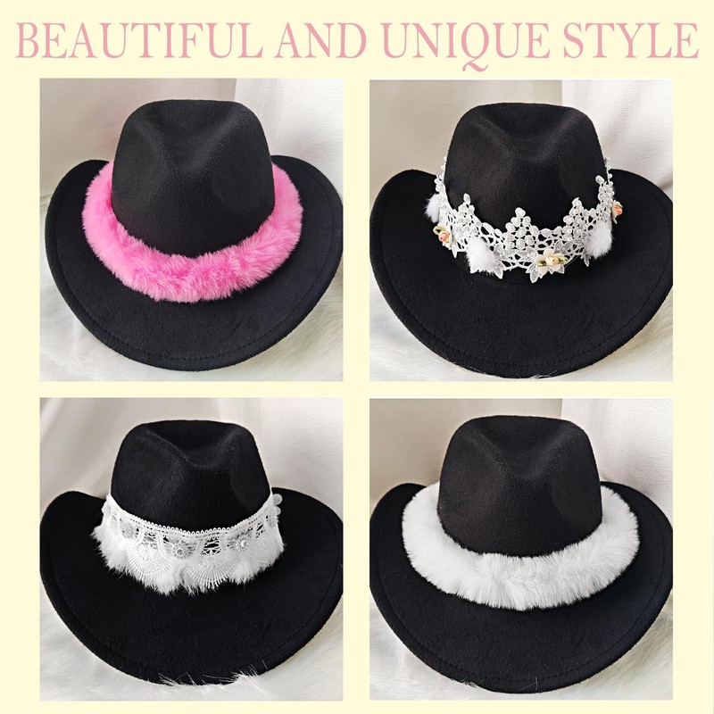 JIALEY 4 Pcs Cowboy Hat Bands for Women, Adjustable Cowboy