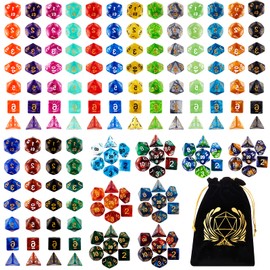 Coyeekn Polyhedral Dice Set, 25 x 7 (175 Pieces) Double Colours Polyhedral Dice DND Dice for Dungeons and Dragons Table Role Playing Dice D4 D8 D10 D12 D20