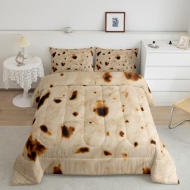 Burritos Tortillas Bedding Set Giant Funny Realistic Food Comforter Set Taco Comforter for Boys Girls Kids Food Duvet Set Full Size with 2 Pillow Case Boys