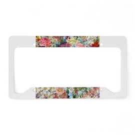 CafePress Colorful Flower Pattern License Plate Holder Aluminum License Plate Frame, License Tag Holder