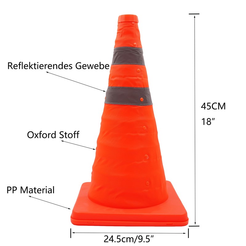 1-Pack 45 cm/18 Inch Folding Cone, Warning Cone, Traffic Cone,