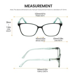 Calabria Lulu LR81 Cateye Eyeglasses Frame Black on Teal Green Crystal Women Clear Demo Lens Glasses Trendy No Magnification