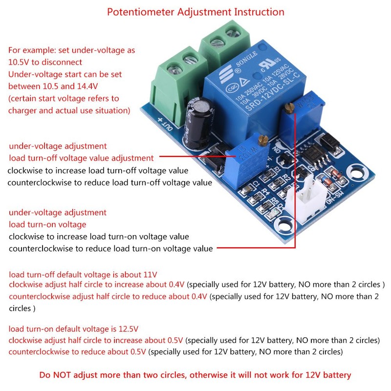 Undervoltage Board, 12V Battery Low Voltage Cut Off Automatic Switch