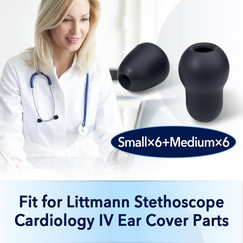 12Pcs Stethoscope Ear Tips Replacement for Littmann, Small/Medium Ear Tips