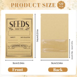 120 Pcs Seed Envelopes Packets Organizer 3.54 X 5.5 Inch Seed Storage Envelopes Resealable with Clear Window Seed Saver Bags for Flower Vegetable Seed Saving