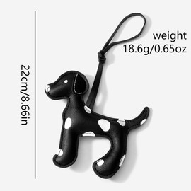 Fuerxy Dalmatian Bag Charm, Cute Dog Charm for Purse Handbags Bag Accessories Faux Leather Animal Ornament Dachshund Gifts for Women (White)