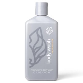 Black Wolf Moisturizing Body Wash for Men, Sandalwood - Mens Hydrating Bodywash for Dry, Dehydrated, & Sensitive Skin - Hyaluronic Acid, Aloe Vera, & Jojoba Oil Body Cleanser Help Remove Oil & Dirt