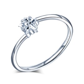 Yumilok Women's Ring Star Ring Pentagram Cubic Zirconia Wedding Engagement Ring Friendship Ring Lifestyle Ring 925 Sterling Silver Adjustable, Sterling Silver Sterling silver Zirconia