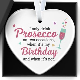 Prosecco Gifts for Women Enchanting Heart Shaped Ceramic Jewelry "I Only Drink Prosecco on Two Occasions, When It" Wine Gifts for Women Gift for Wine Lovers Home Living Room Bar District Decorations