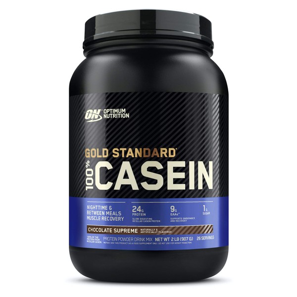 Optimum Nutrition Gold Standard 100% Micellar Casein Protein Powder, Slow Digesting, Helps Keep You Full, Overnight Muscle Recovery, Chocolate Supreme, 2 Pound (Packaging May Vary)