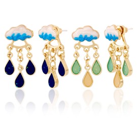 Craftdady 2 Pairs Teardrop Dangle Stud Earrings for Women Alloy Enamel Cloud Earring Cute Jewelry Earring Statement Drop Earring for Women with 925 Sterling Silver Pins 30.5 x 11.8 mm