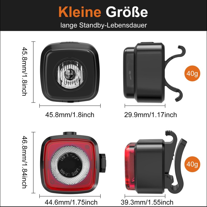 Antimi Bicycle Light Set, StVZO-Approved Lighting Set LED IPX5 Front