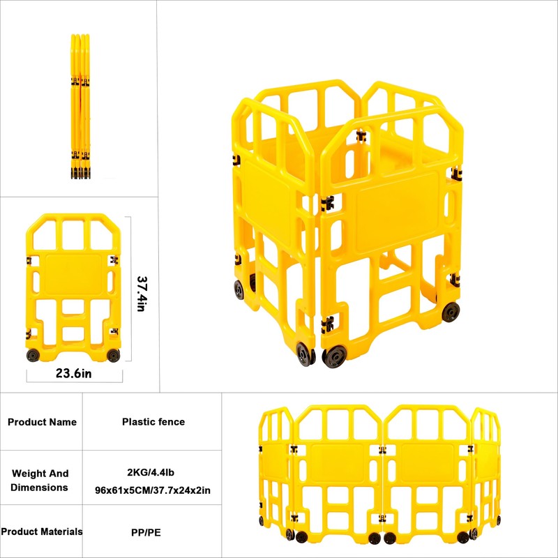 1 Panel Portable Safety Barrier, Mobile Safety Barricade, Foldable Security