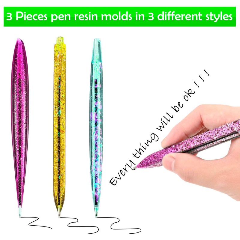 3Pcs Pen Resin Mold, Epoxy Resin Molds with 45Pcs Ink
